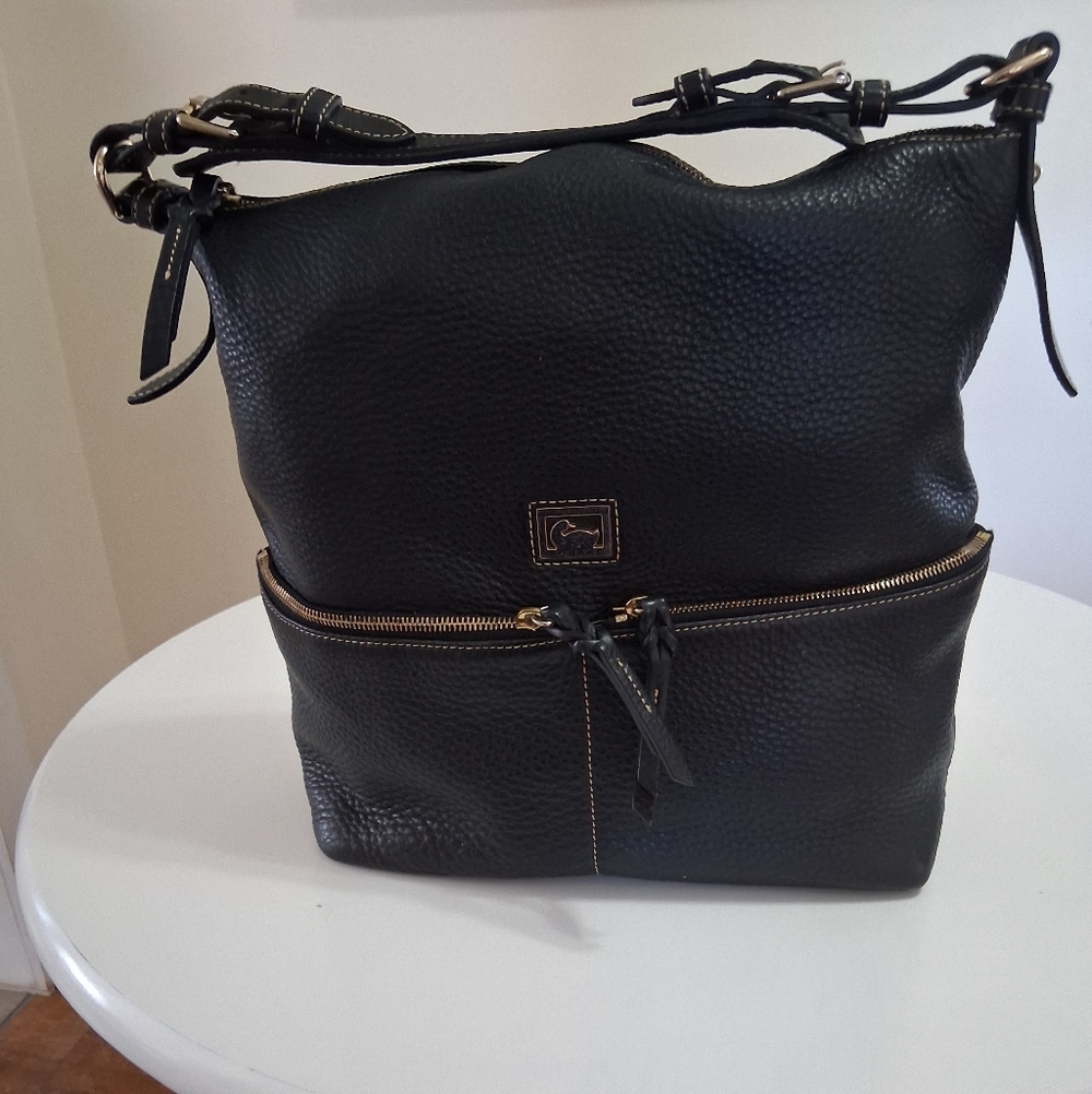 Dooney & Bourke Black Pebbled Leather Shoulder Bag